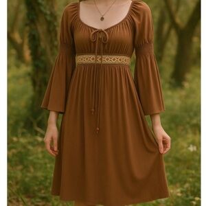 Y2K Fairycore Renaissance Bell Sleeve Dress Embroidered Waist Size XS Cosplay